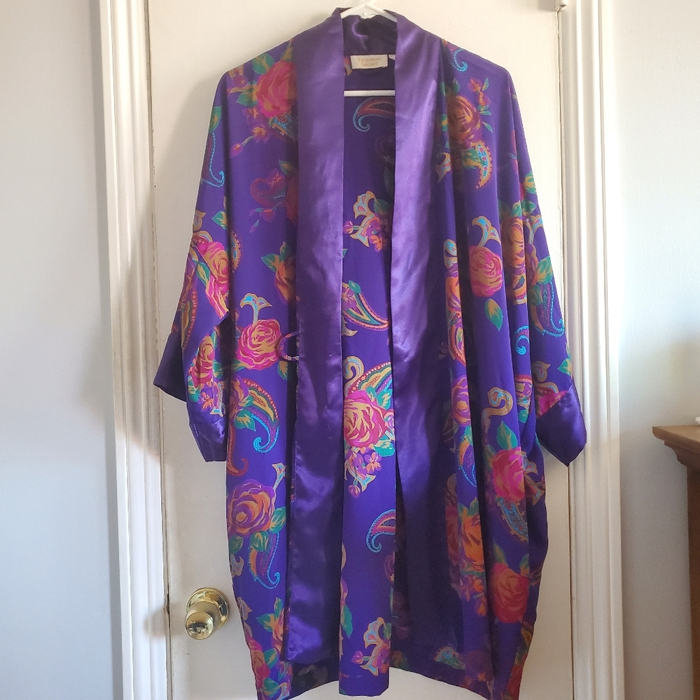VTG Victoria's Secret floral Kimono Robe Gold Label OS Whimsigoth Fairy Lounge